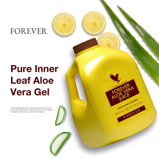 Back view of Forever Living Aloe Vera Juice Lemon Lime bottle Pack of 2