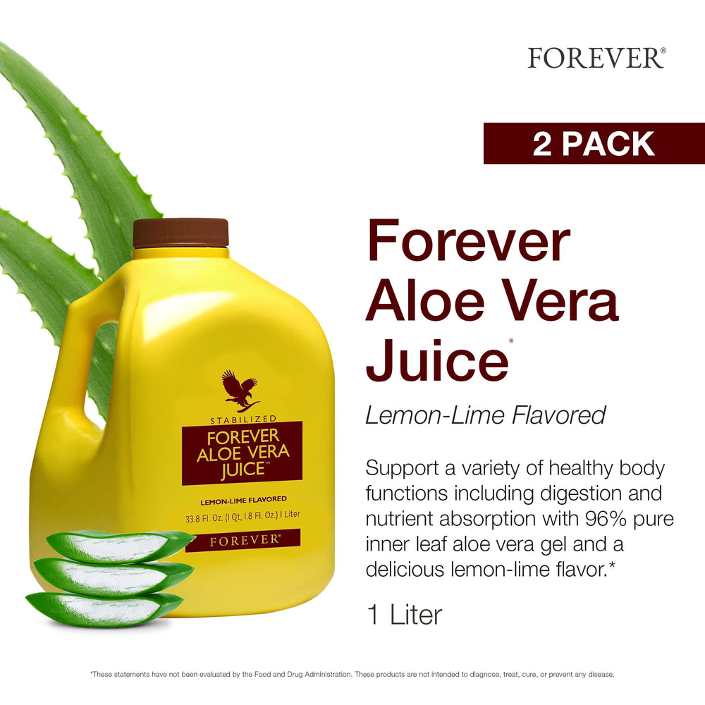 Pouring Forever Living Aloe Vera Juice Lemon Lime for a refreshing daily drink.
