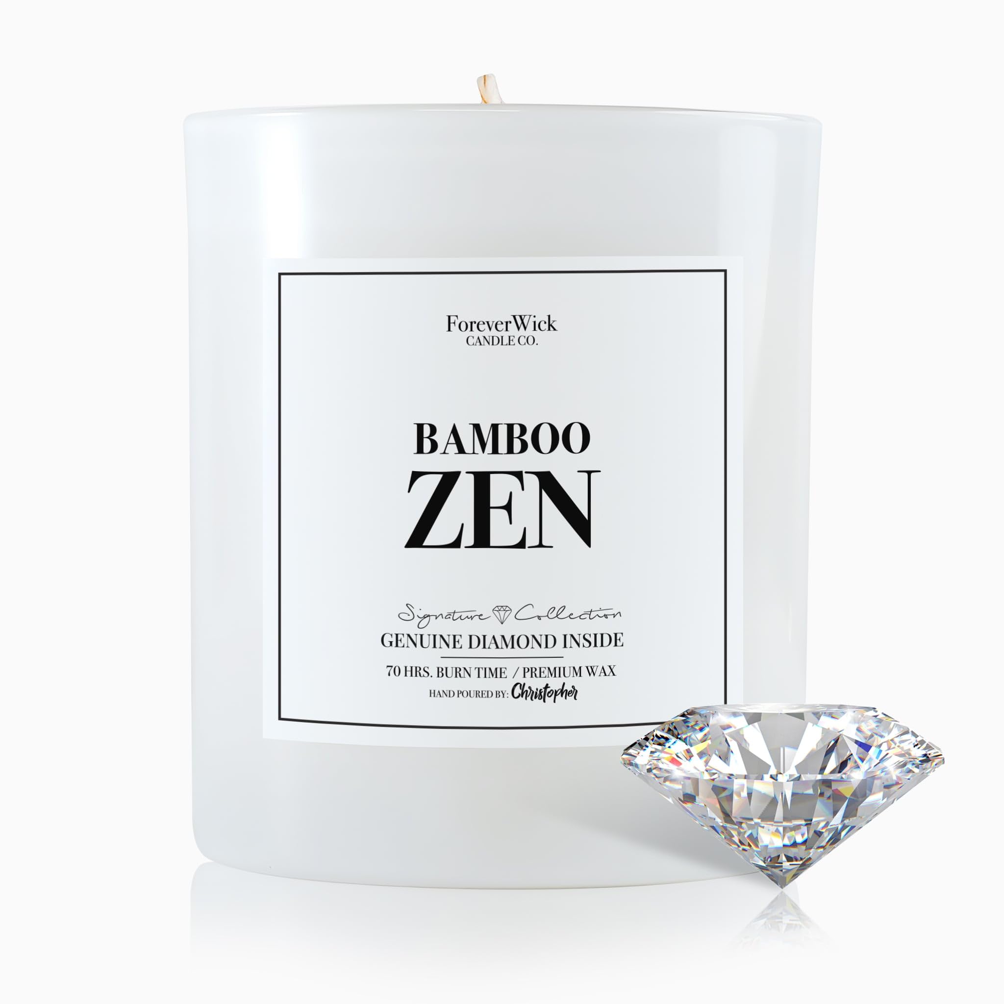 Foreverwick Bamboo Zen Candle front view with 14 oz packaging