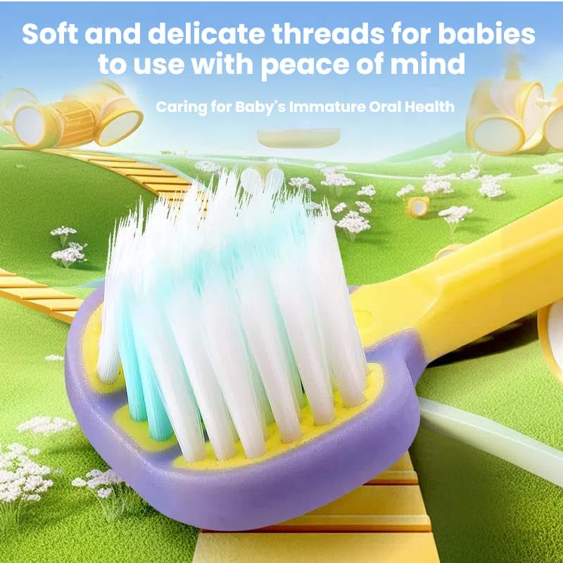 Four colorful toothbrushes from the 4-pack showing color options