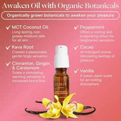 Travel-ready Passion Play Kit components showing 15ml Awaken Oil and 13ml Massage Oil