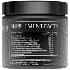 Formulation Factory Self Obsessed bottle back label clear ingredients and usage guidance