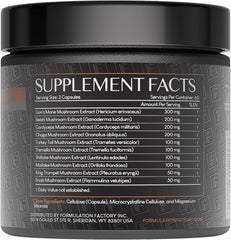 Shroom Vroom bottle label highlights a 10-in-1 mushroom blend for multi-system support