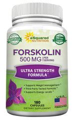 Forskolin 500mg bottle with 180 capsules