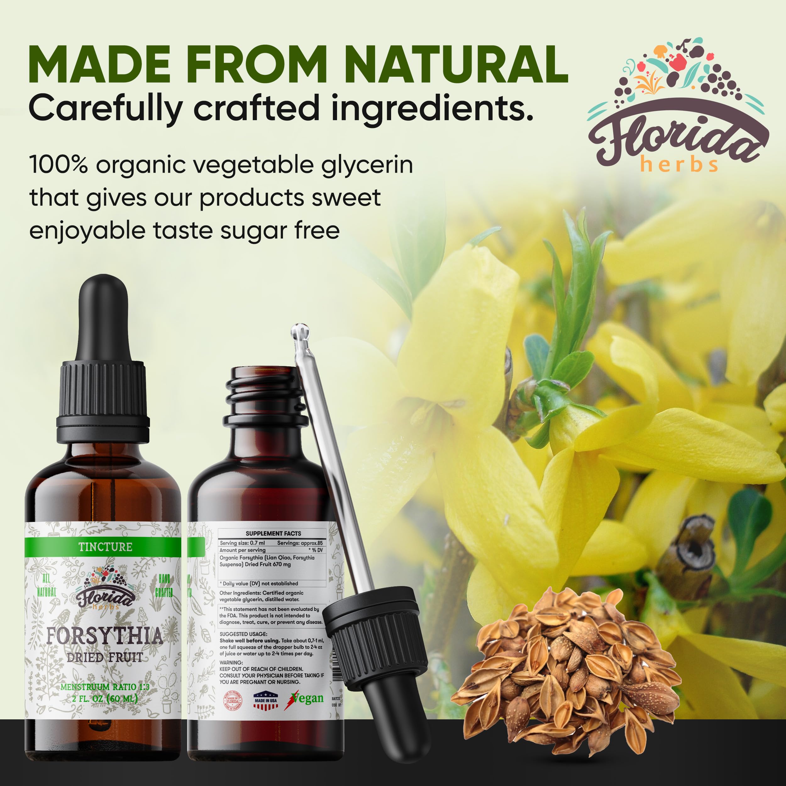 Forsythia tincture liquid in glycerin base