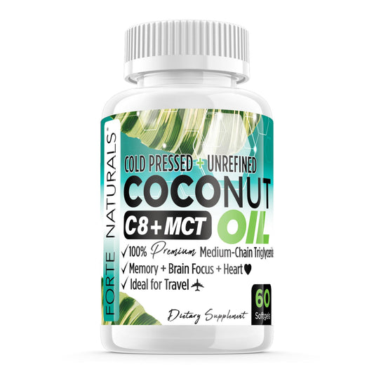 Forte Naturals Coconut Oil Softgels 1000mg bottle close-up