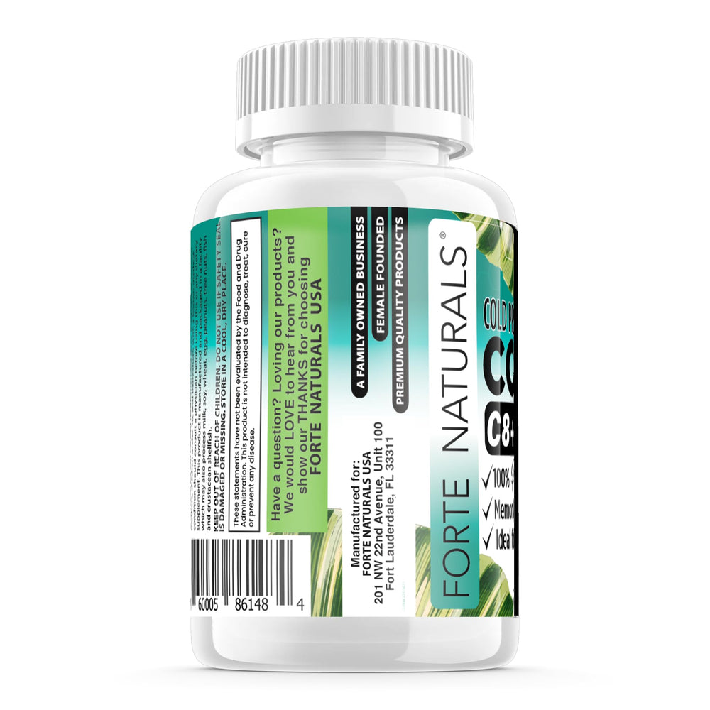 Coconut oil softgels packaging on white background