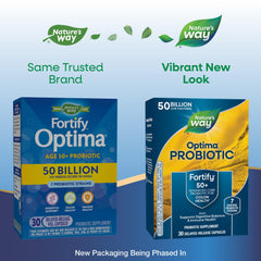 Close-up of Fortify Optima Probiotic label with 50b cultures and 7 strains