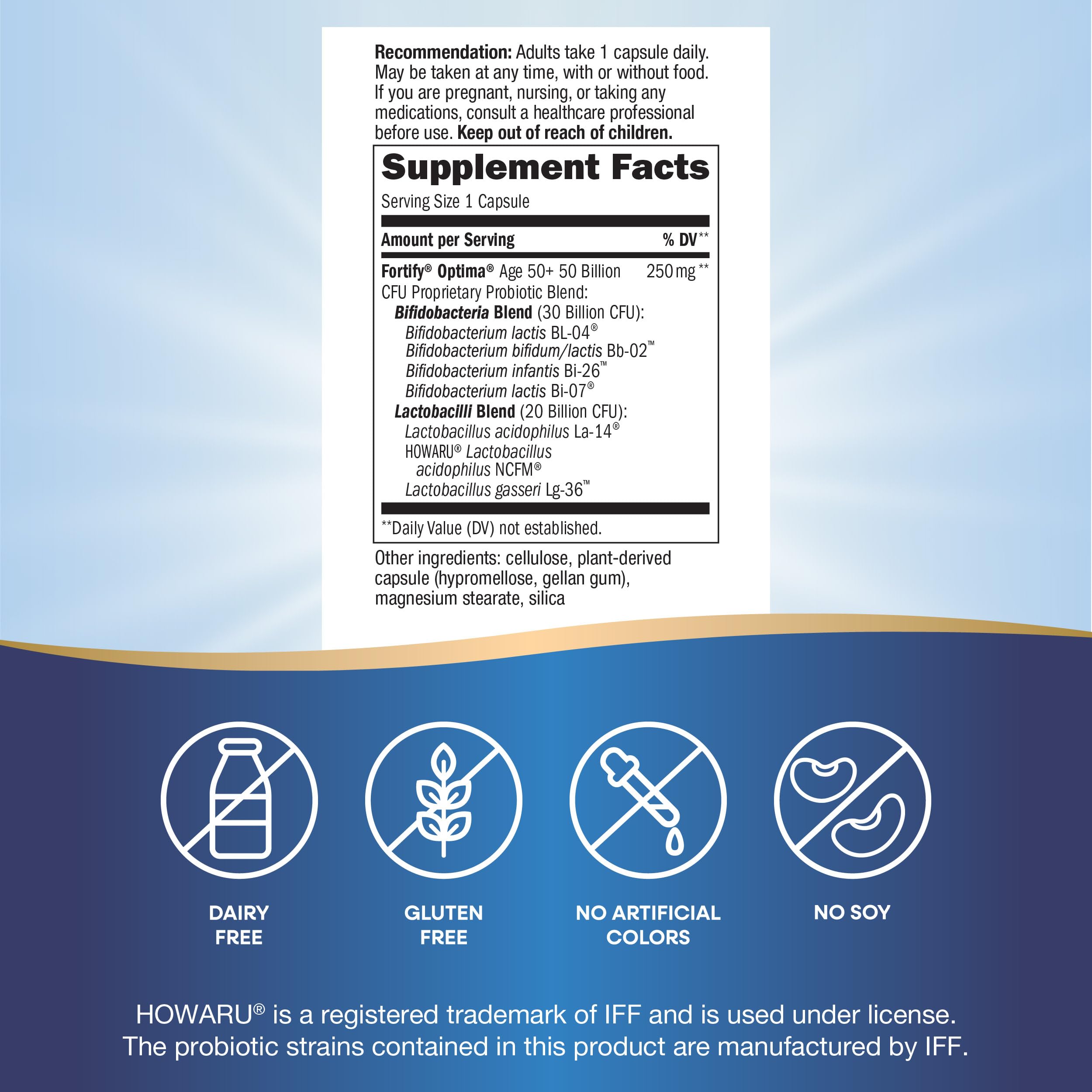 Immune support concept with Fortify Optima Probiotic for adults 50+