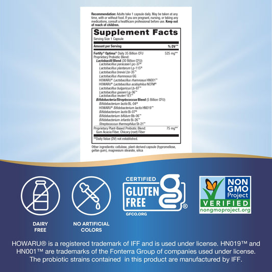 Back label of Nature's Way Fortify Optima Probiotic for Adults