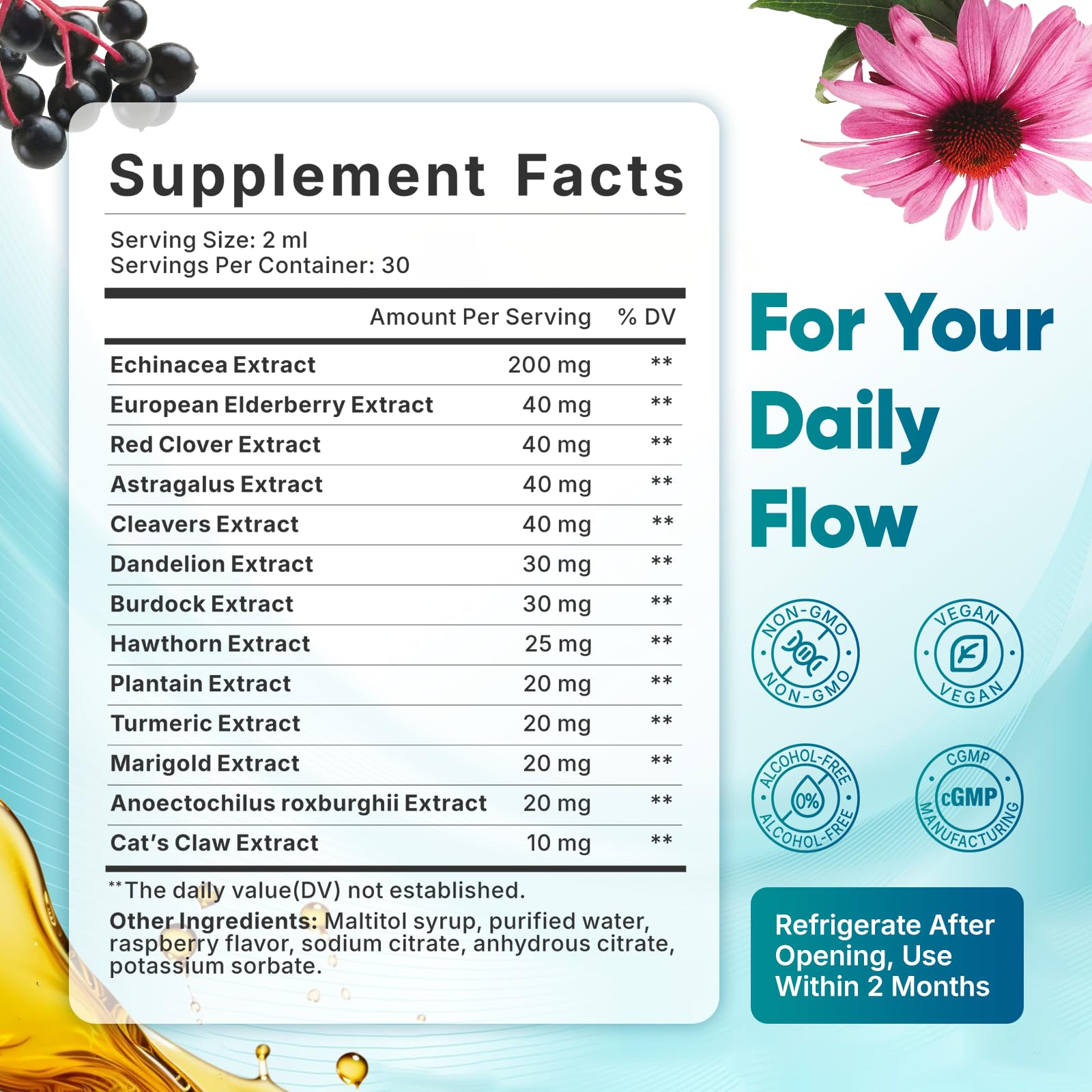 Close-up of 13-in-1 herbal blend on label