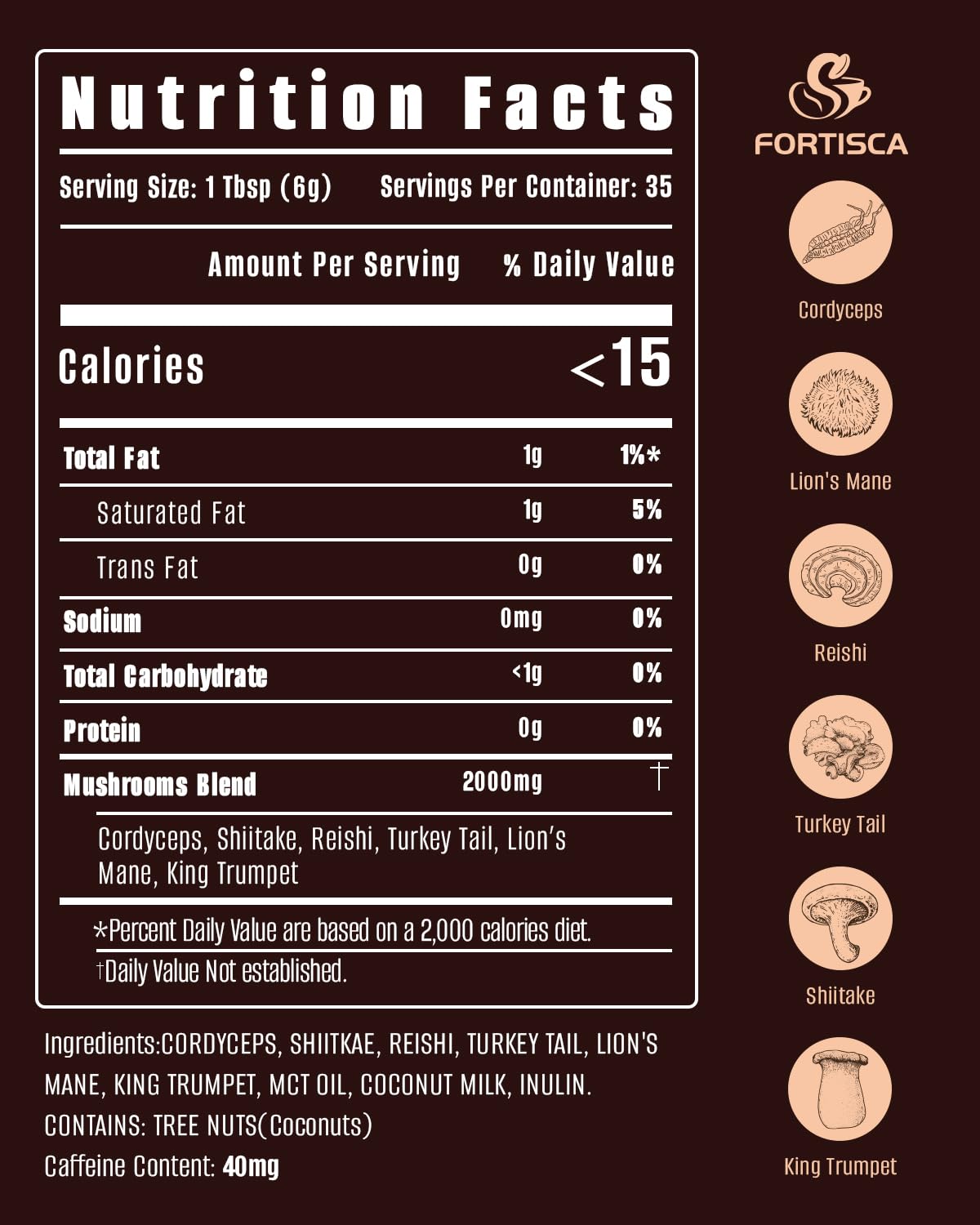 Fortisca packaging displaying the 6-in-1 blend