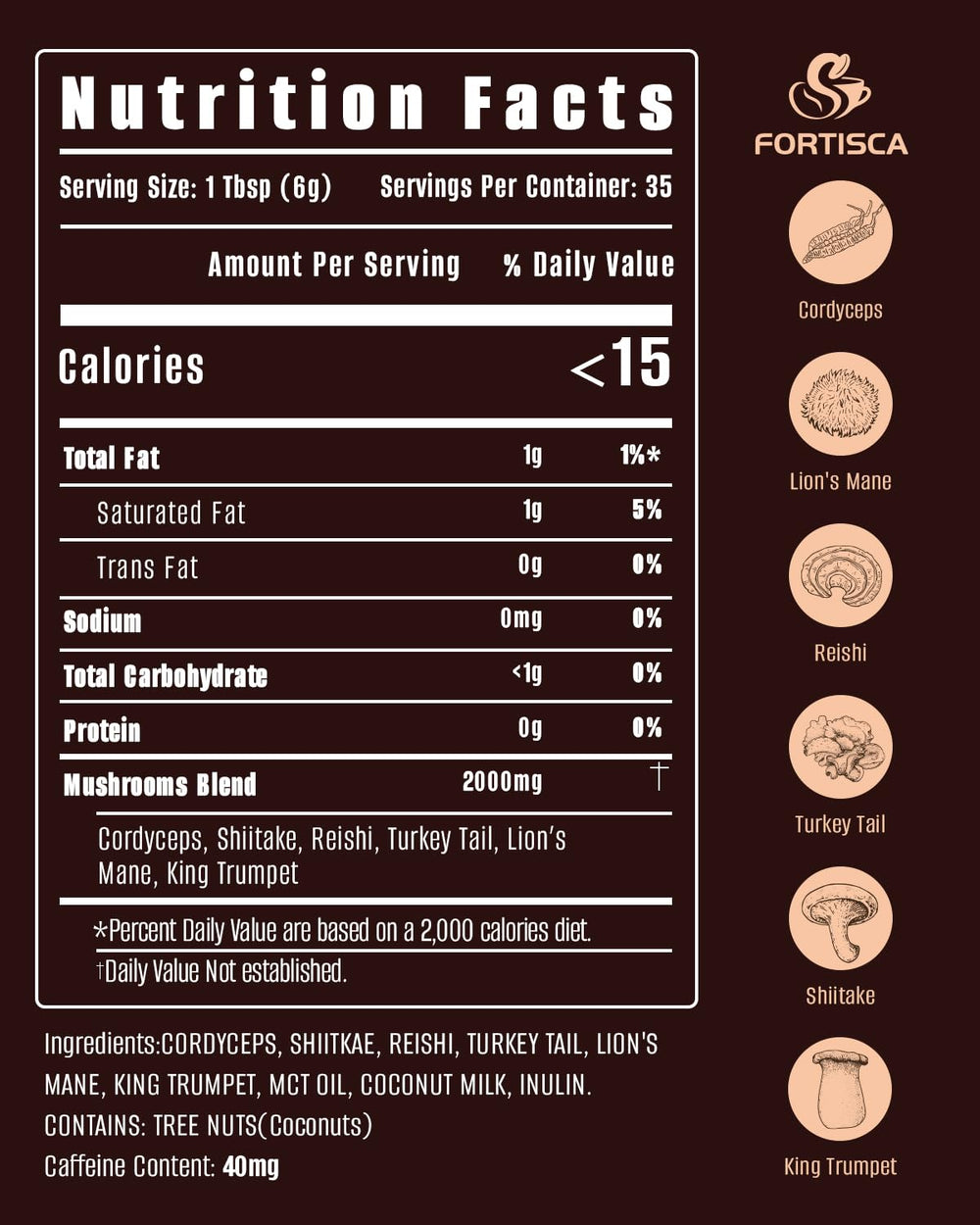 Fortisca packaging displaying the 6-in-1 blend