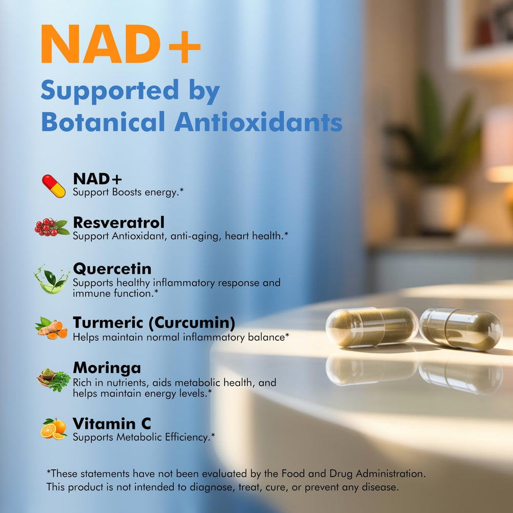 Label highlight: 500mg NR, 250mg Quercetin Phytosome, 150mg Trans-Resveratrol