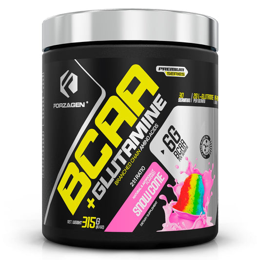 Front view of Forzagen BCAAs glutamine powder canister