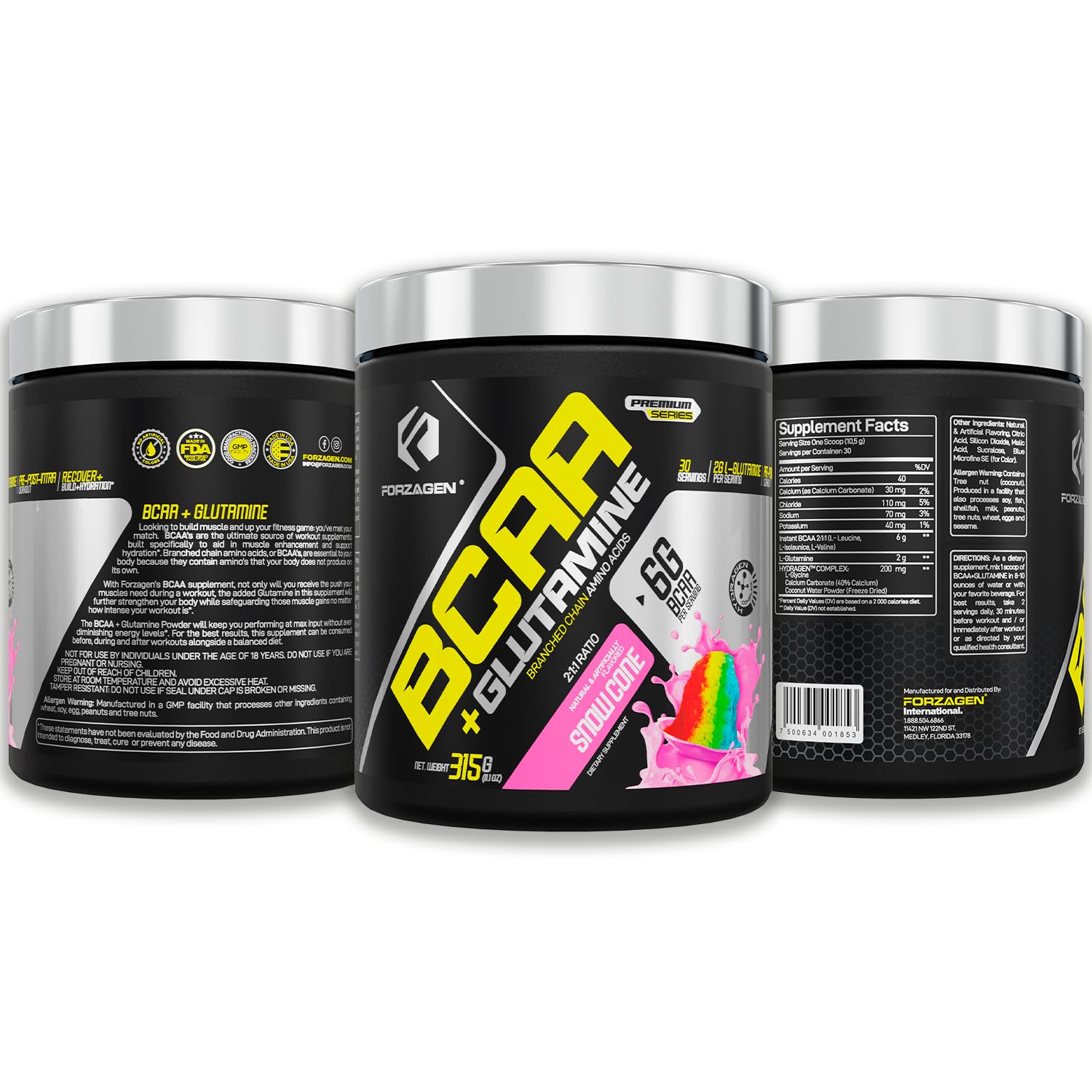 Forzagen BCAAs powder label close-up