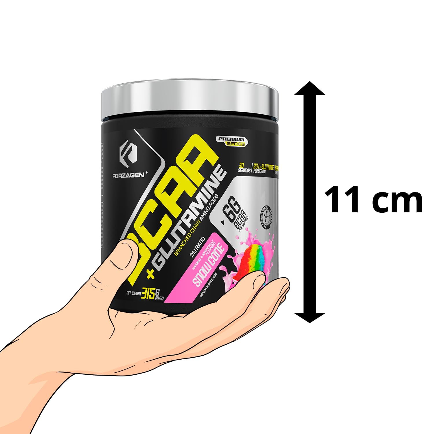 Nutritional serving size of Forzagen BCAAs powder
