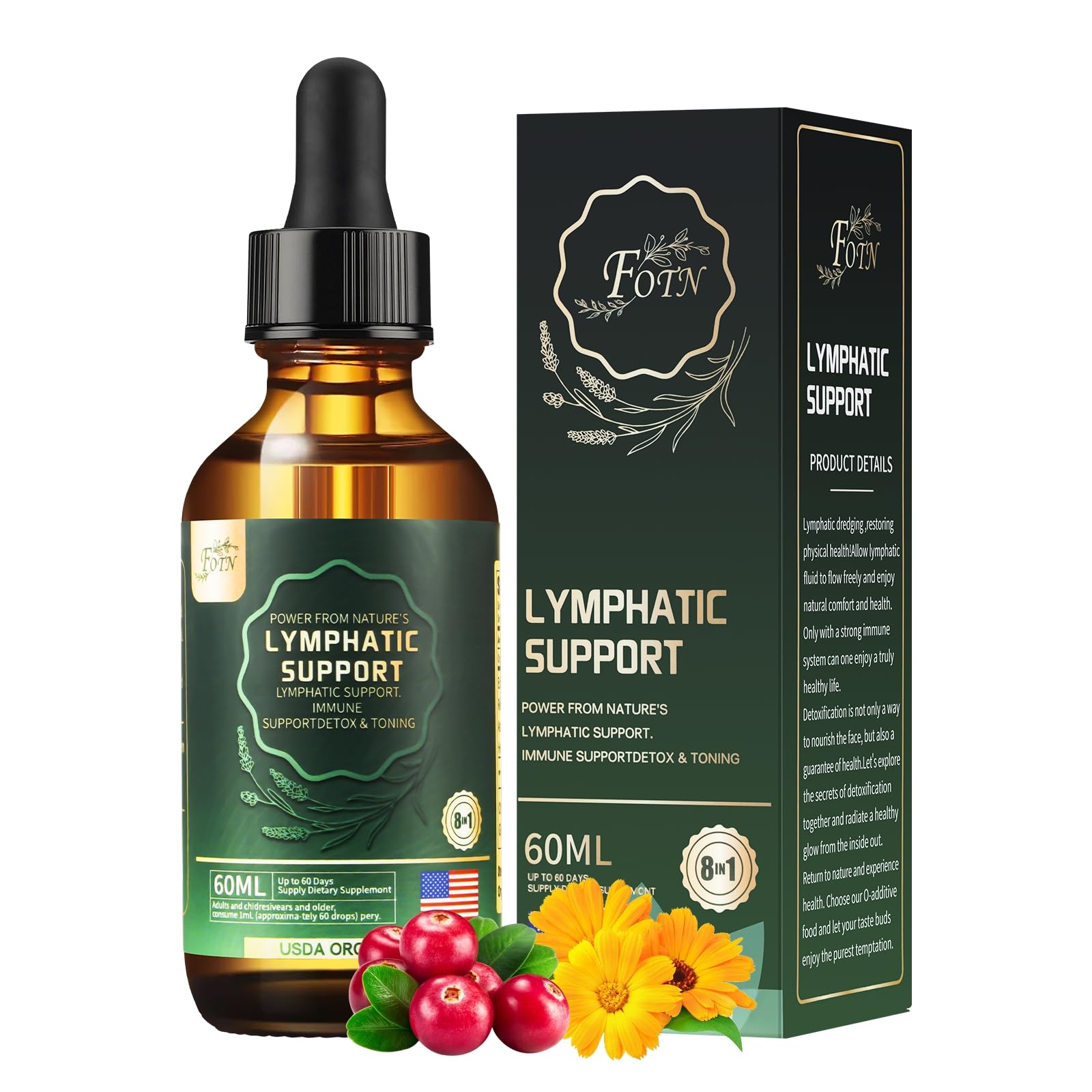 FOTN Lymphatic Drainage Drops bottle - front view