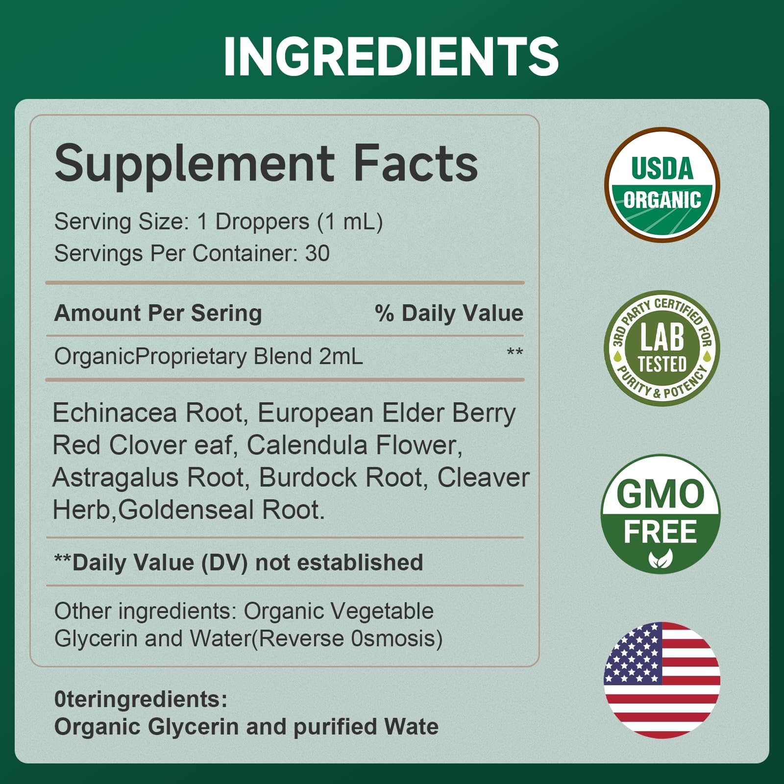 Organic label close-up - FOTN Lymphatic Drainage Drops