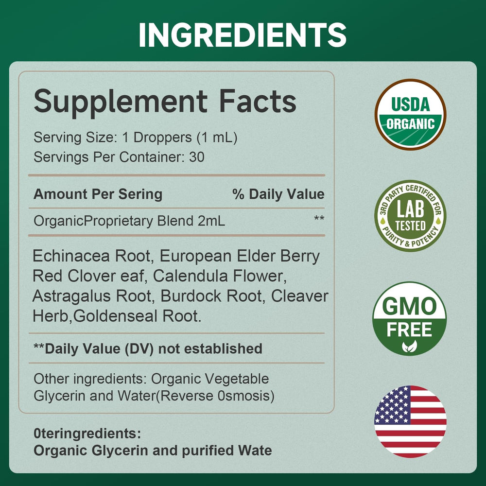 Organic label close-up - FOTN Lymphatic Drainage Drops