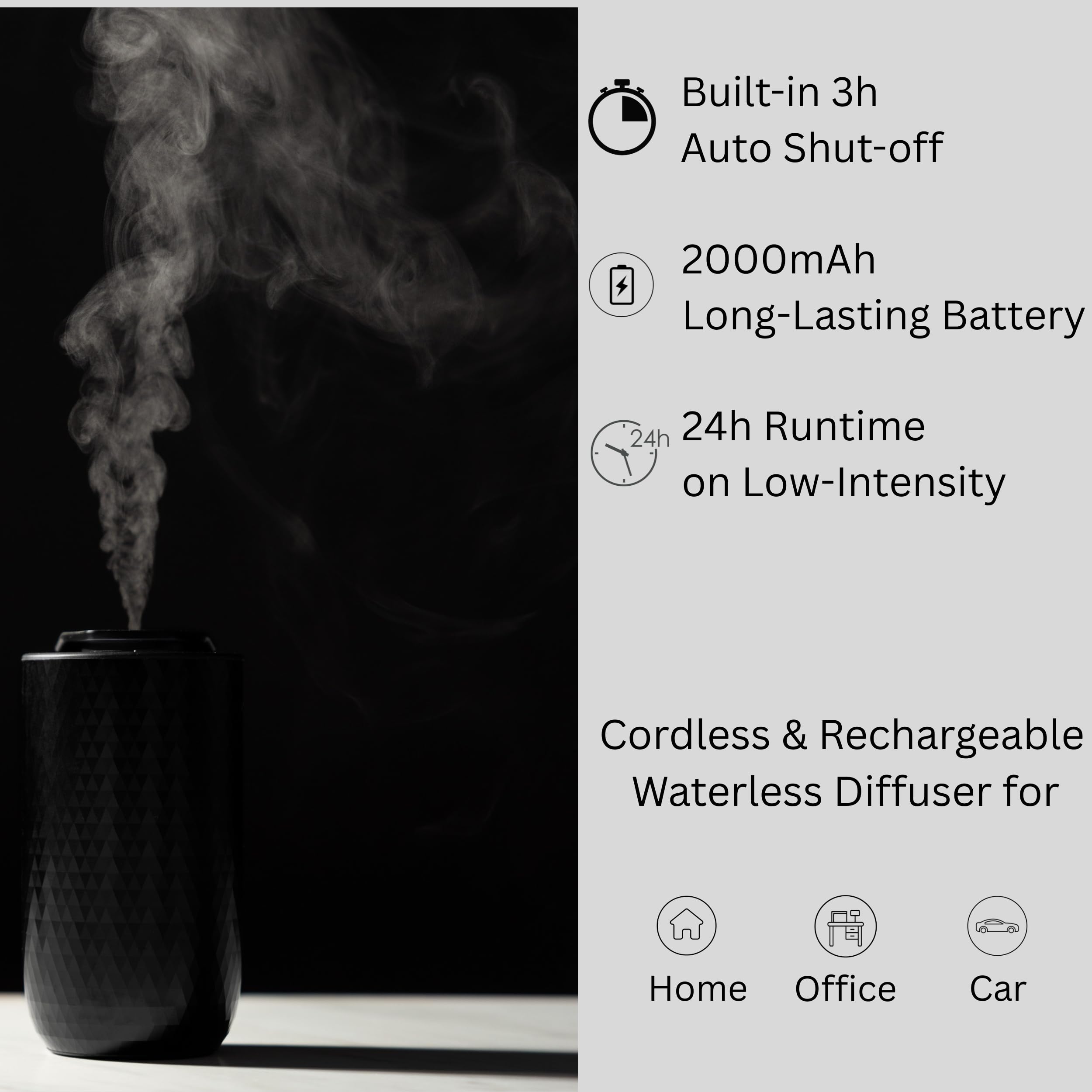Diffuser in home or office setup with ambient lighting