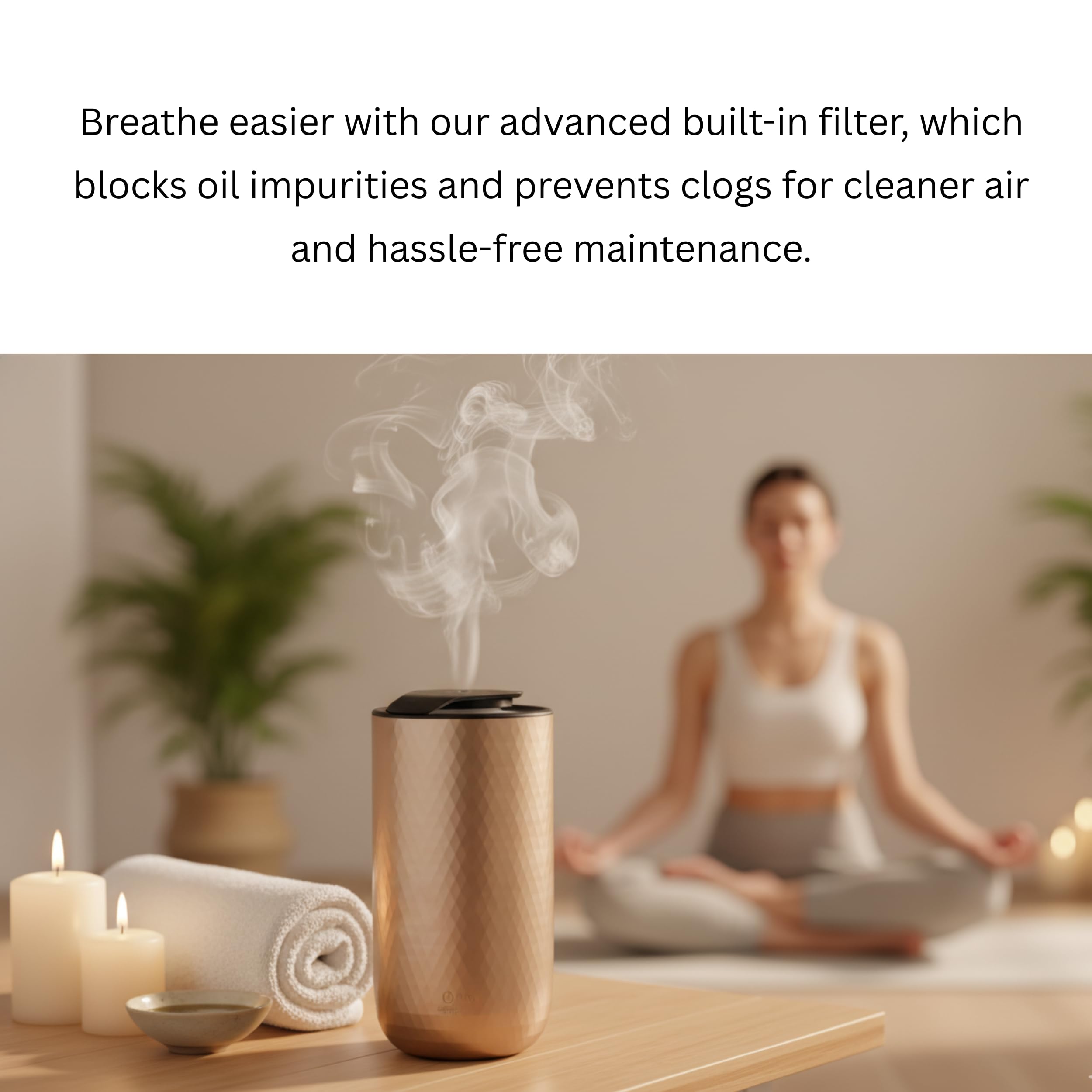 FOTUS AIR compact diffuser with 15ml capacity fits desks, bags, and car cup holders.