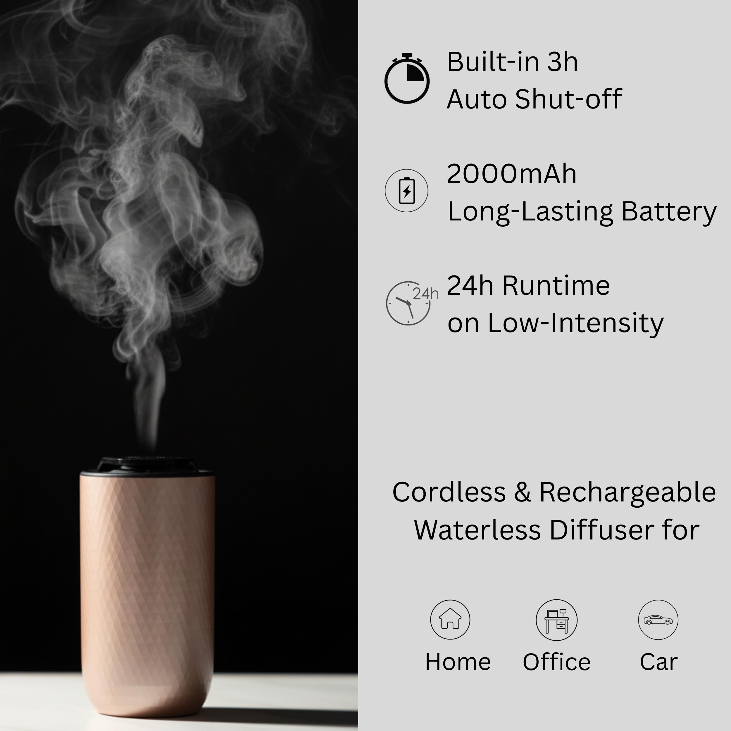 FOTUS AIR portable diffuser for car use keeps scents focused during commutes.