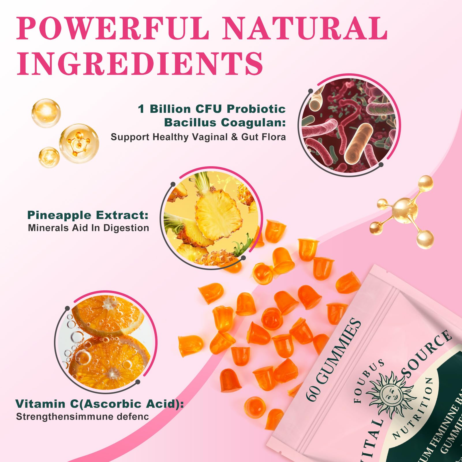 FOUBUS Vital Source pineapple flavor close-up highlighting tropical taste.