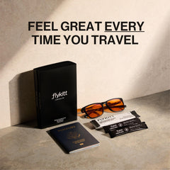 Blue light filtering glasses included in Flykitt kit