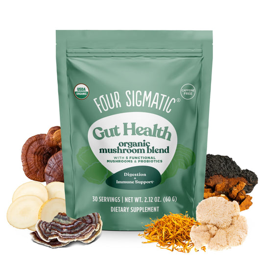 Hero image of Four Sigmatic Gut Health Mushroom Blend packaging