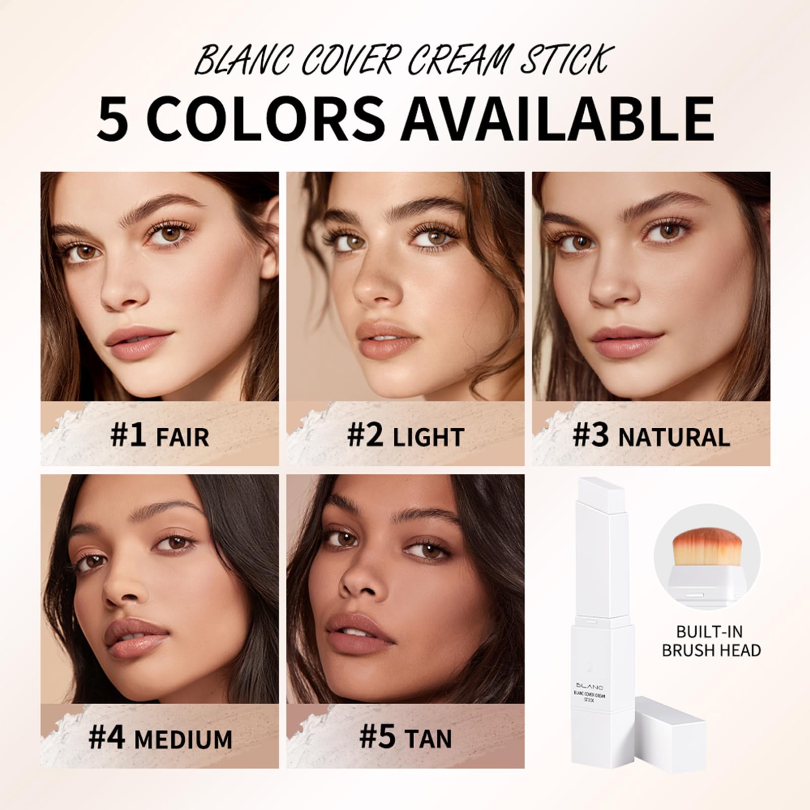 Fovcos Blanc Cover Cream Stick smoothing skin texture for seamless finish.