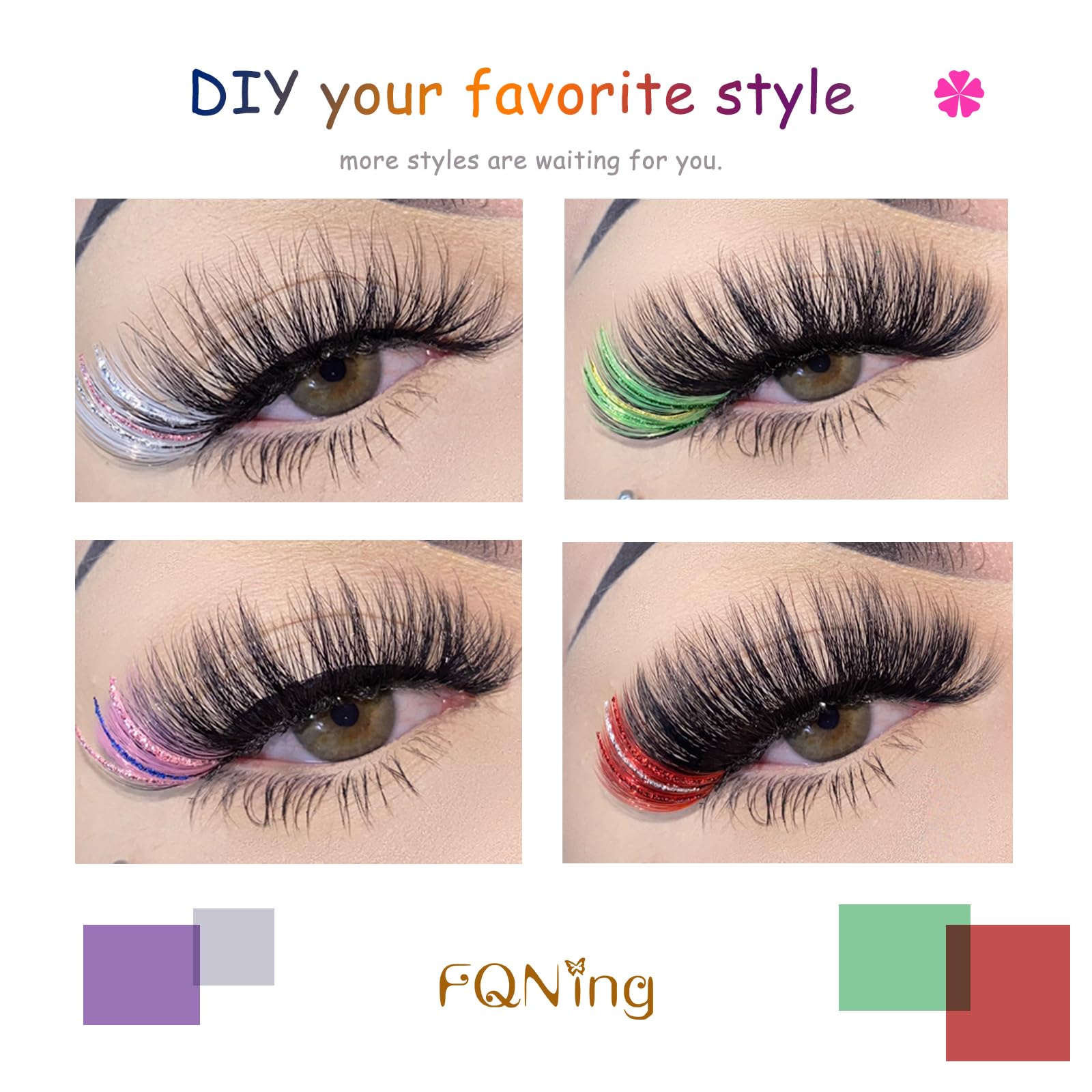 FQNing DIY Strip Lash Application to customize colorful looks