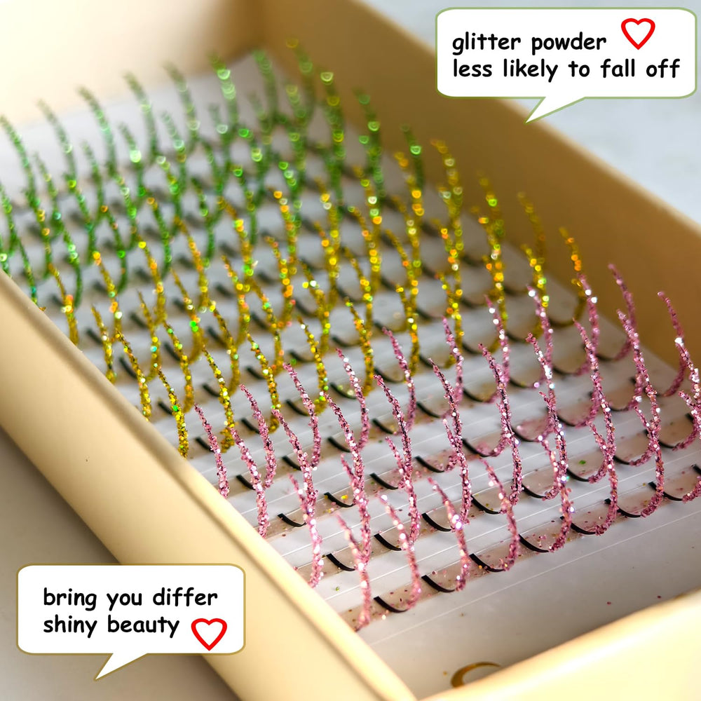 FQNing Glitter Lash Cluster Laser Green ideal for bold festival looks