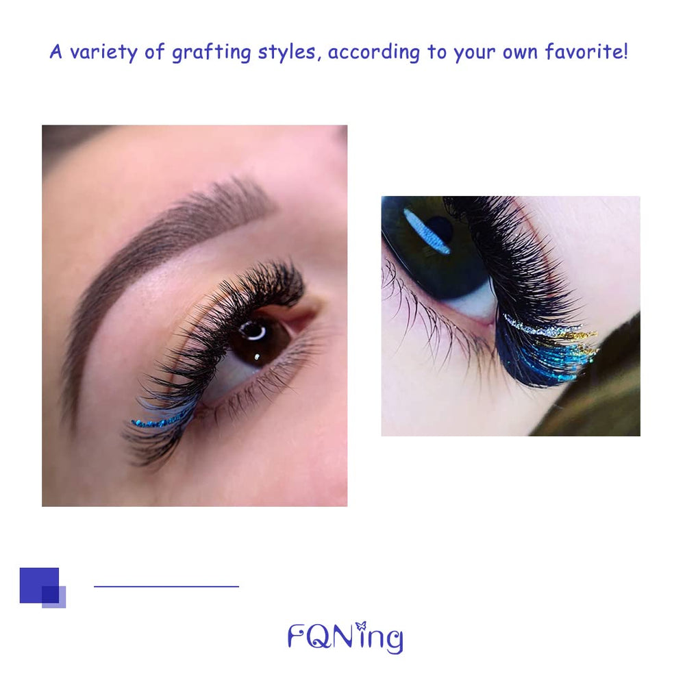 FQNing dark blue glitter lashes 0.20D lightweight and bold