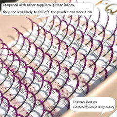FQNing purple glitter lashes in D curl for dramatic eye definition