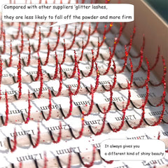 Red glitter lash spikes in 11-16mm, ideal for stage sparkle