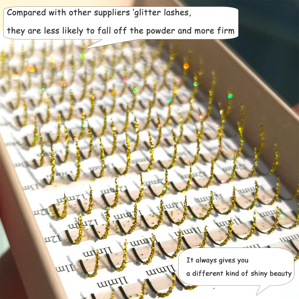 FQNing glitter lashes 11-16mm provide versatile length options for customization.