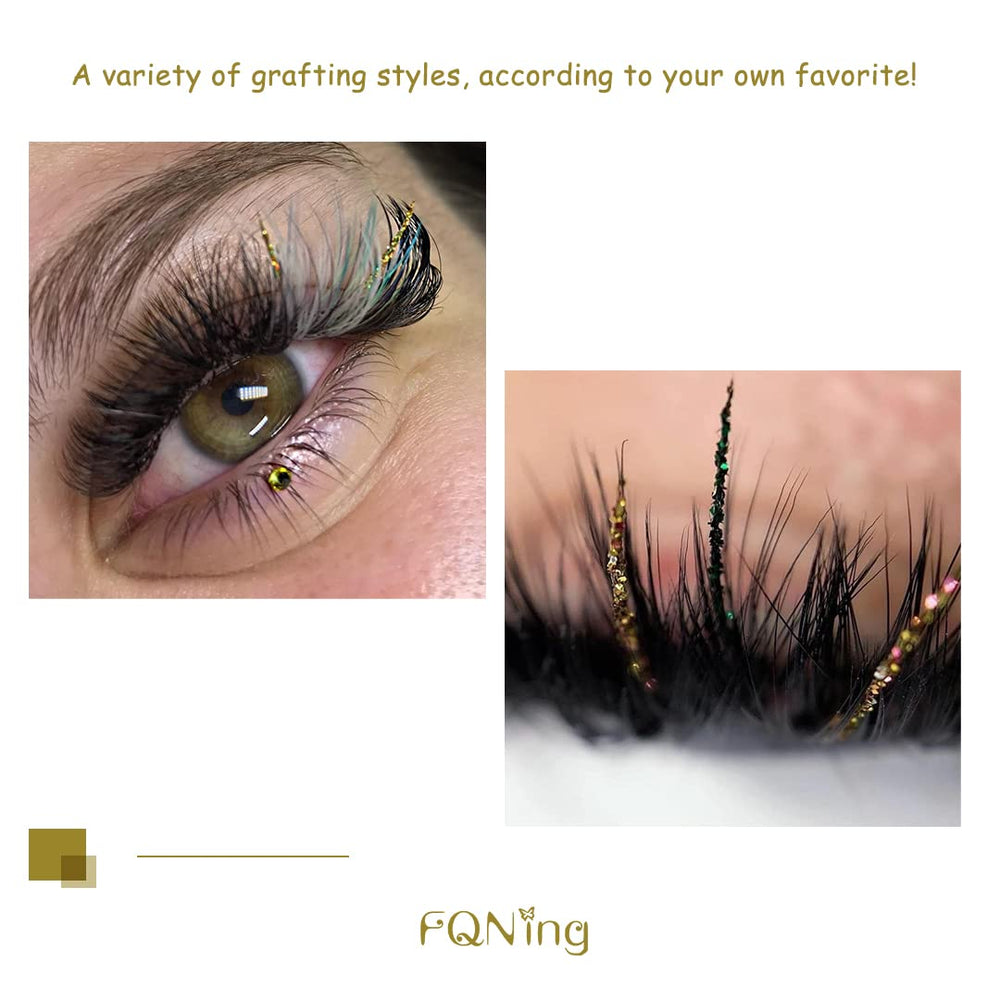 FQNing glitter spike lashes packaged on a paper card for easy sharing.
