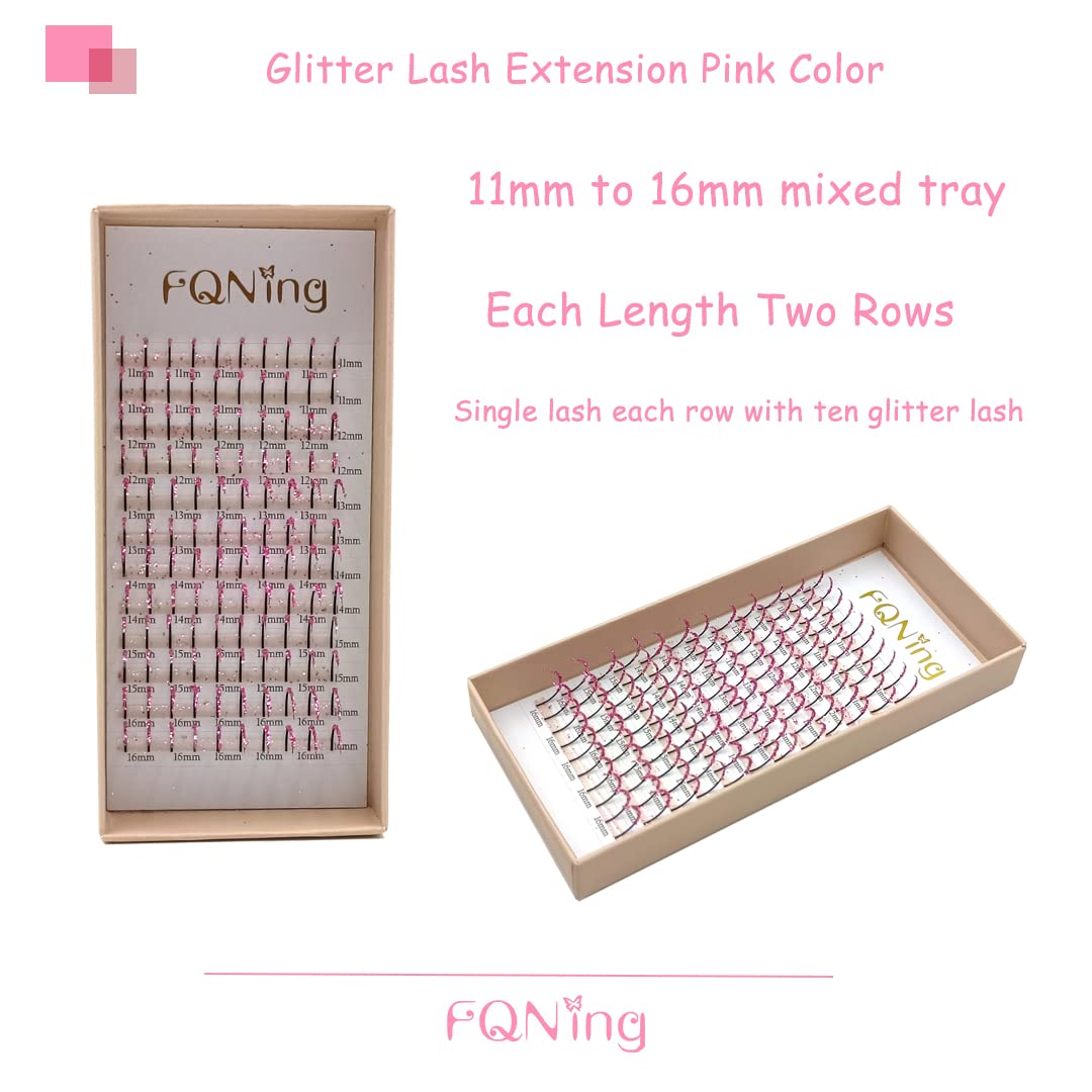 FQNing pink glitter lash spike closeup showing shimmer and texture