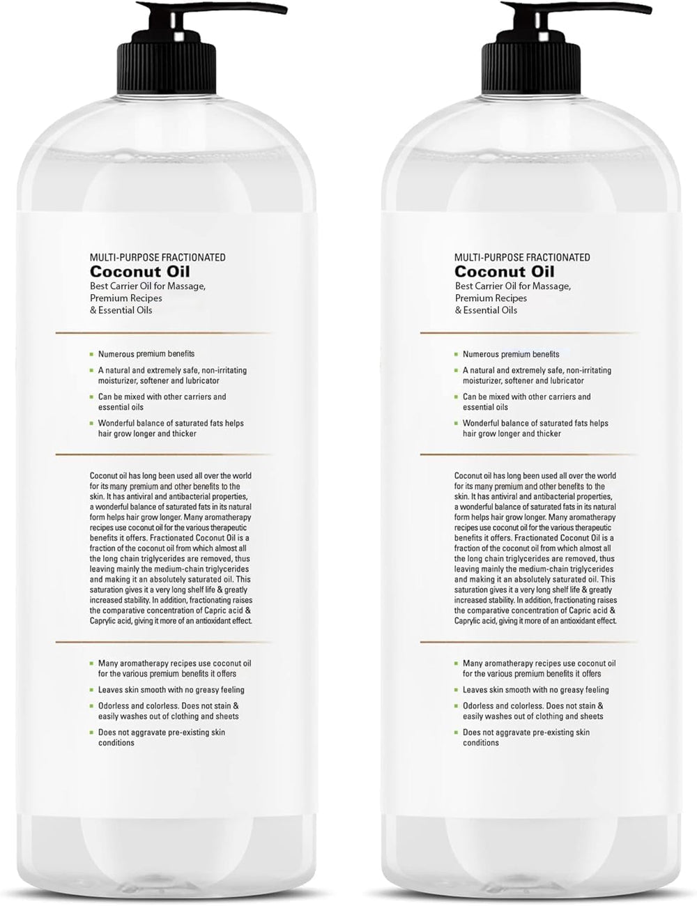 Fractionated coconut oil used as carrier for essential oils