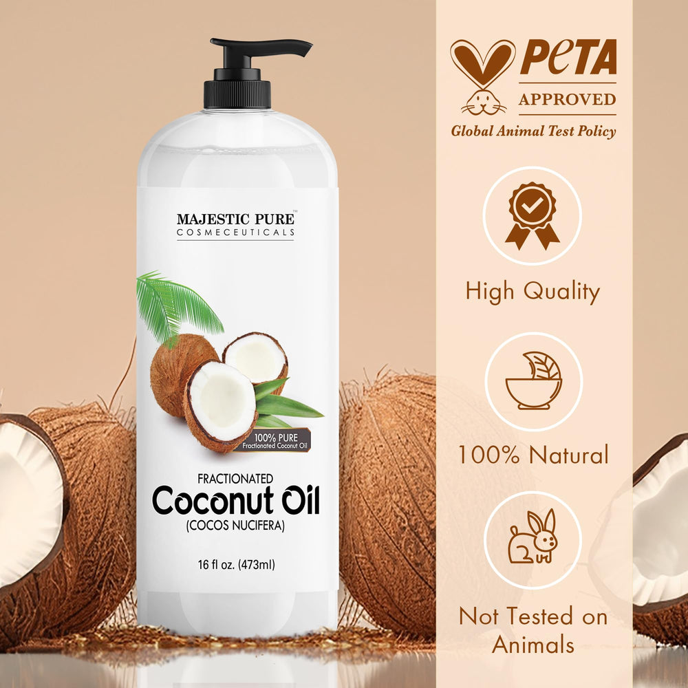 Colorless, odorless fractionated coconut oil