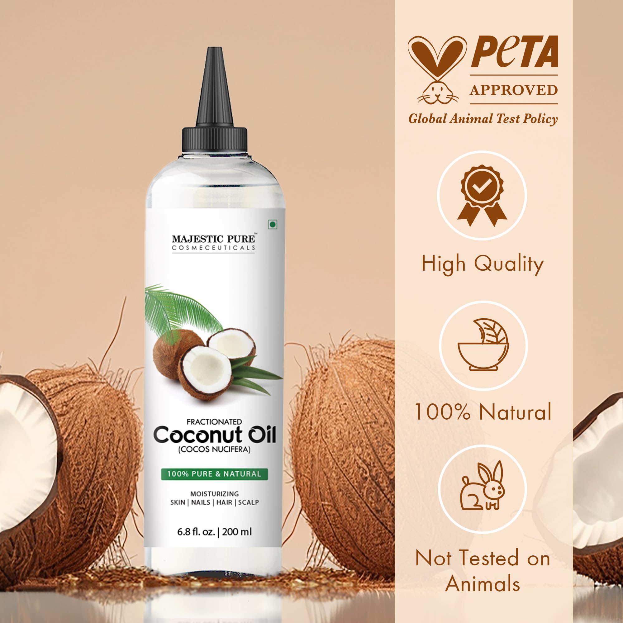 Fractionated coconut oil applications for skincare, lips, and hair