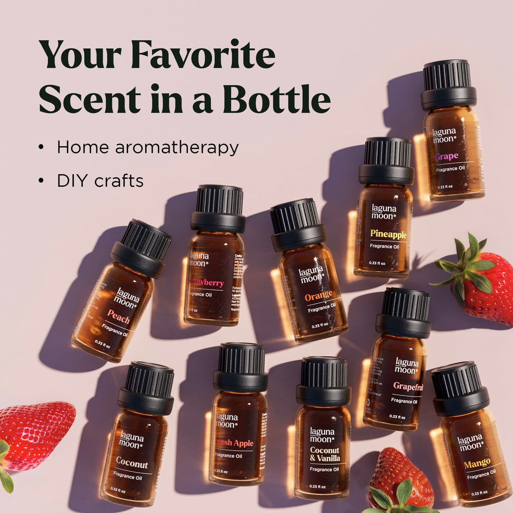 Open gift box displaying the 10 fragrance oil bottles