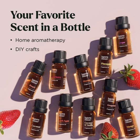 Open gift box displaying the 10 fragrance oil bottles