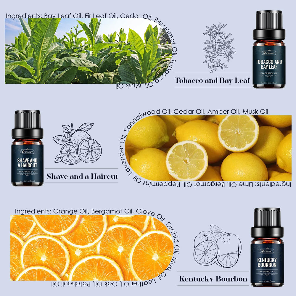 Six fragrance oils set for diffuser, candle, and soap