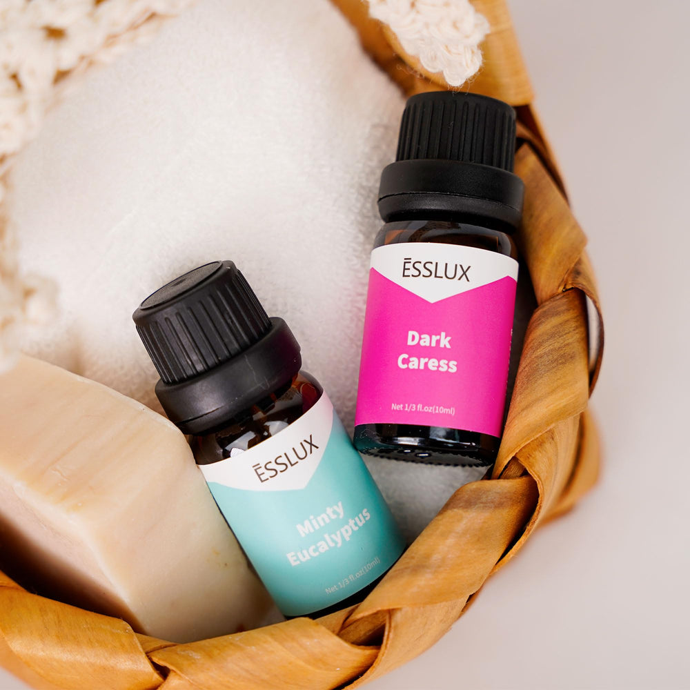 Fragrance oils for diffusers and candles shown together
