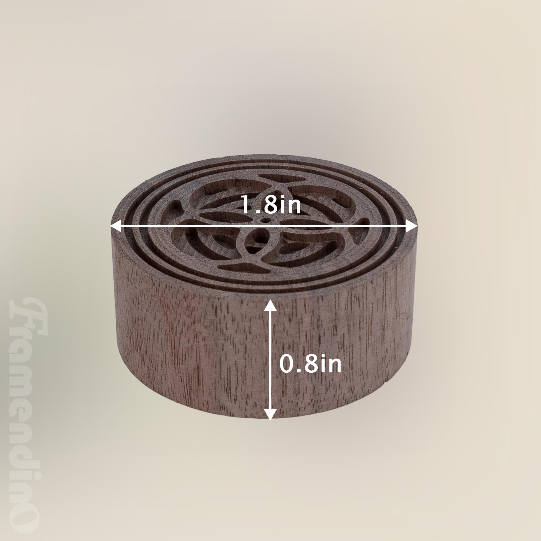 Framendino round wood diffuser on living room shelf enhancing ambiance