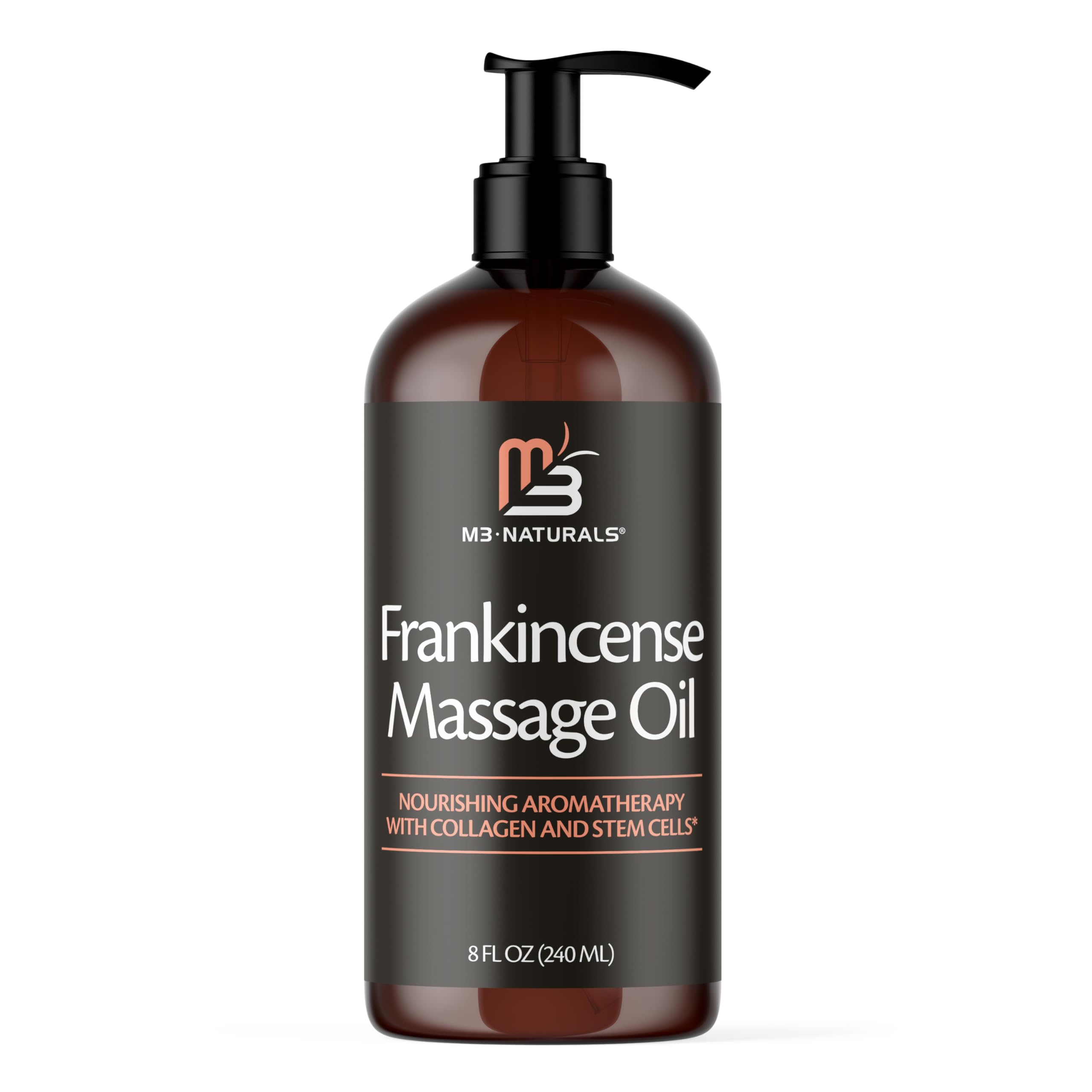 Frankincense essential massage oil bottle with 8 oz label