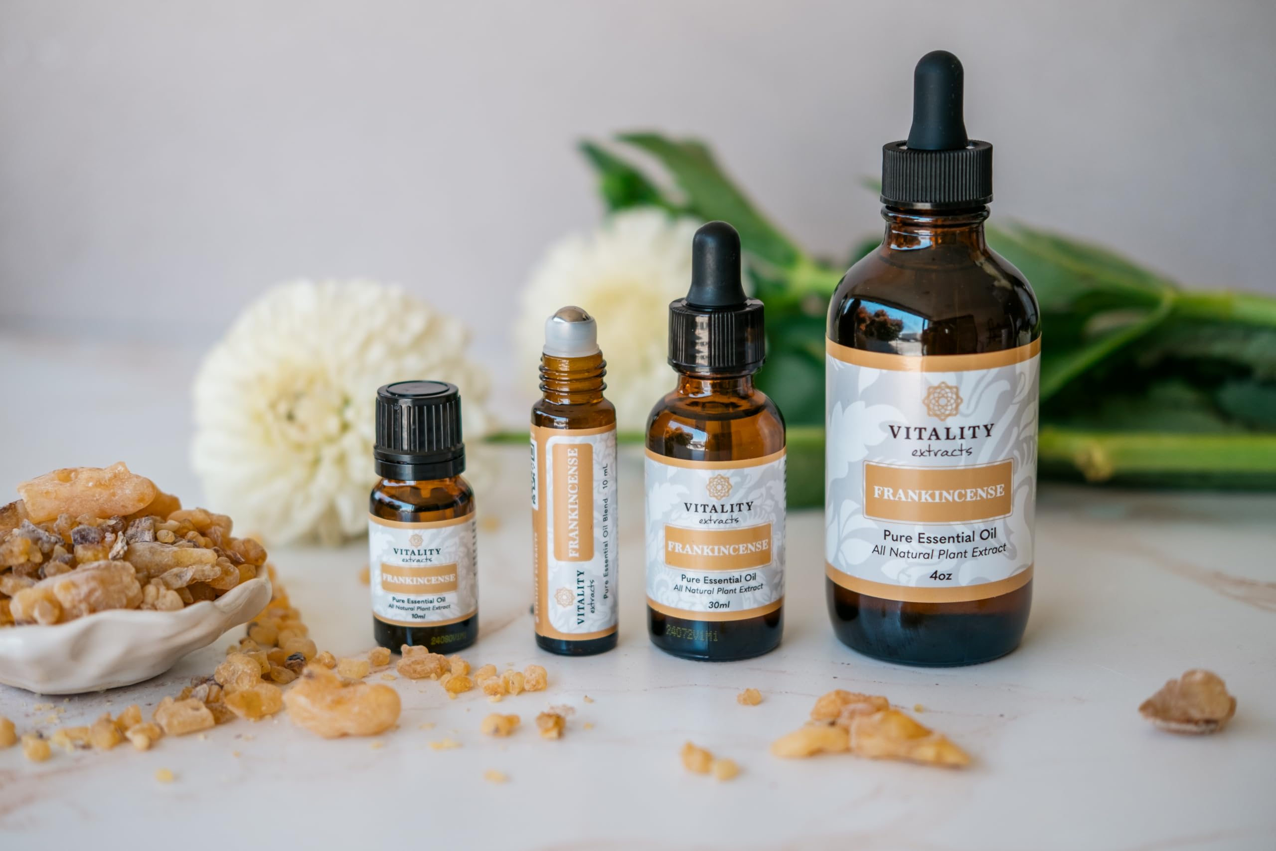 Aromatic steam distilled Frankincense essential oil in roll-on