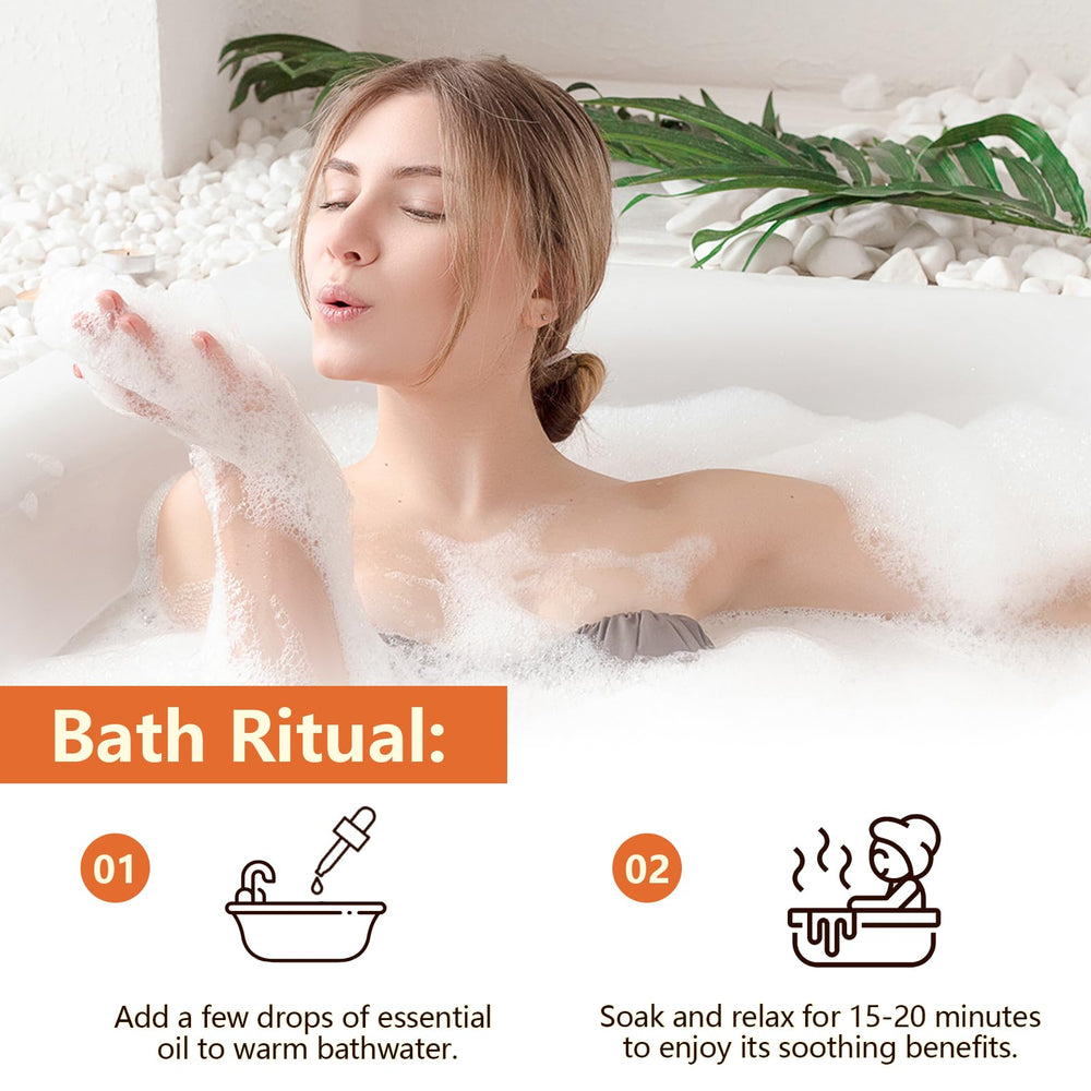 Bath scene featuring frankincense essential oil